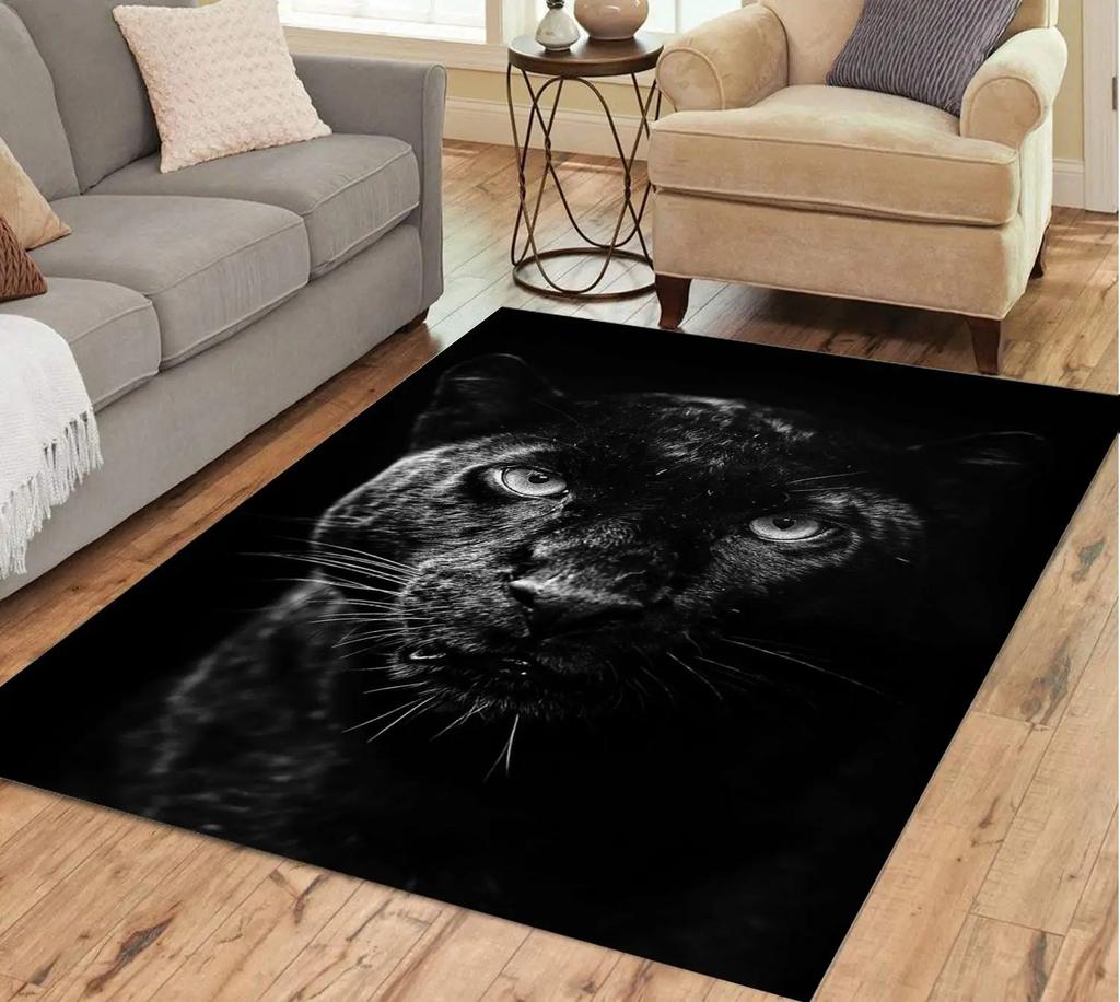 Panther Carpet Black Leopard Rug for Living Room Large Area Rug Animal Lion Tiger Doormat for Bedroom Home Decoration Tribal Rug