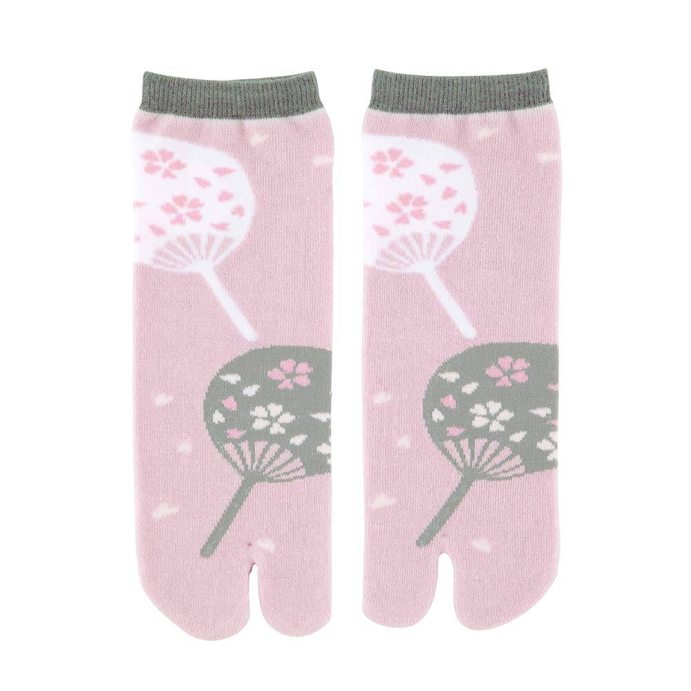 Noren Tabi Socks Blossom Tabi Made in Japan with Nara Crew Japanese for and Unisex Kids' (Japanorama/Cherry Design) - Two-Toe Socks, Cotton, Length,
