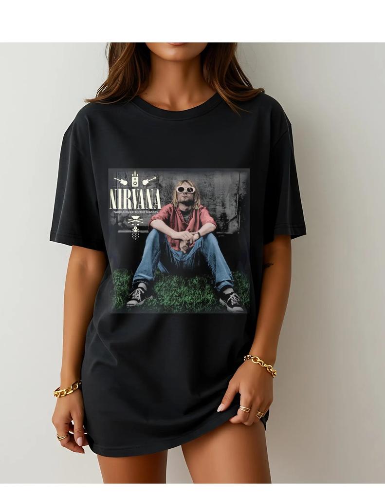 Mens Casual TShirt Retro Rock Emblem Graphic Print Short Sleeve Trendy Tee