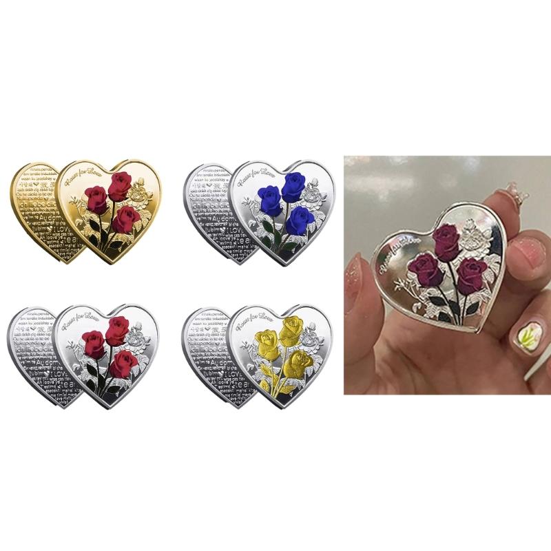 Einzigartige herzförmige Metallmünzen Symbolische Liebe Sammlerstücke Hochzeitsdekoration Valentinstag Jubiläumsgeschenk Münzen