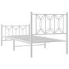 Metal Bed Frame with Headboard and Footboard White 75 X 190 Cm