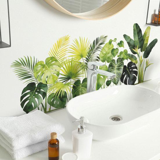 Boho Tropical Plants Wall Decals for Living Room Natural Palm Tree Monstera Leaf