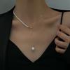Dongdaemun Freshwater Pearl Adjustable Pull Necklace Collarbone Chain Temperament Y-Shaped Necklace Women