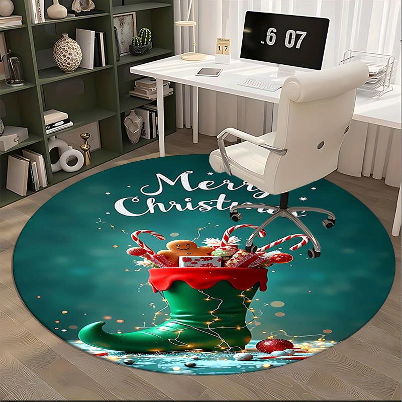 1pc Christmas Elf Boot Chair Mat - Anime Cartoon Design, Non-Slip Carpet for Office Chair, Festive Gift, Seasonal Decor, Living Room, Bedroom, Game Ro