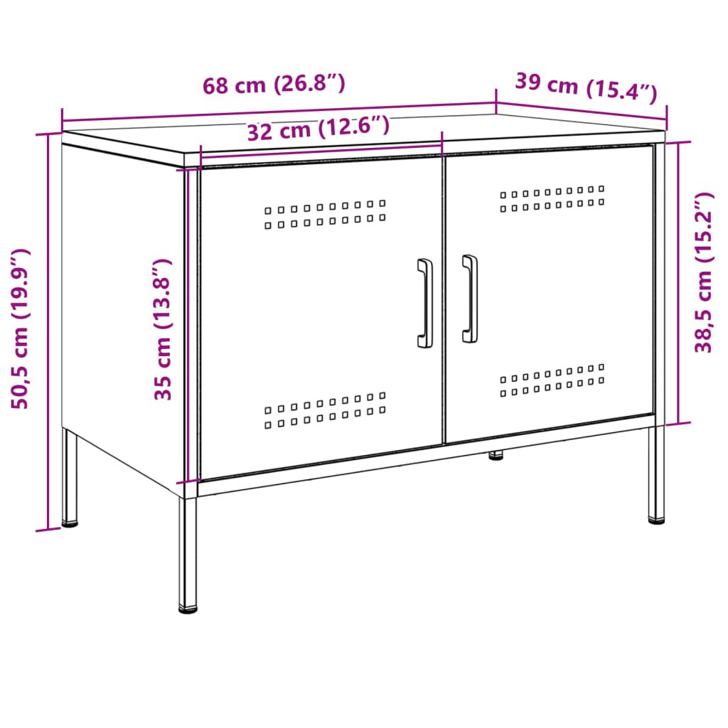 TV Stand Anthracite Grey 68 X 39 X 50.5 Cm Steel