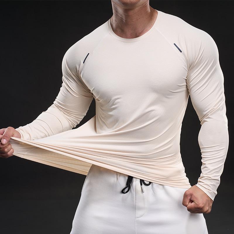 New Quick-drying Ice Silk Long-sleeved T-shirt Men's Casual Sports Fitness Outdoor T-shirt Top Men