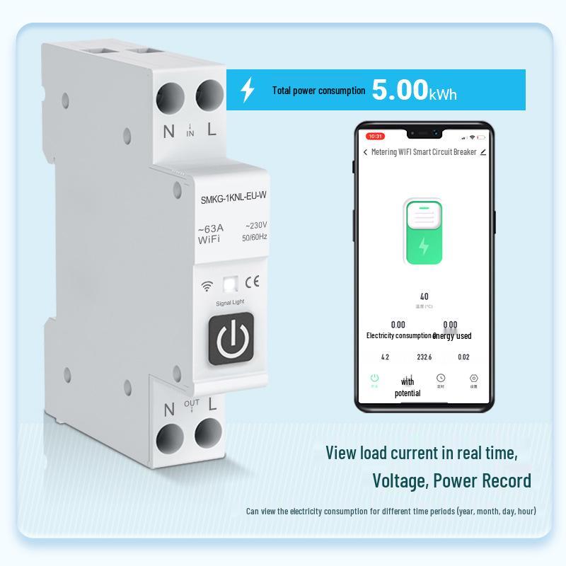 WiFi Tuya Smart Schutzschalter: Fernbedienung, Timer, Messung, Überstrom-/Überspannungsschutz und Alarmsystem.