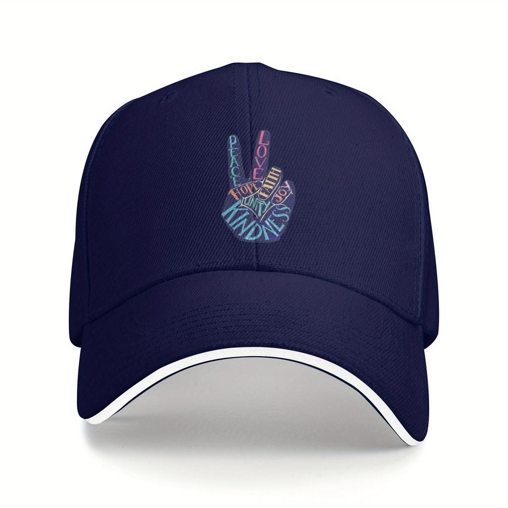 Peace Love Kindness Graphic Baseball Cap Polyester Adjustable Outdoor Unisex Adult Sports Cap