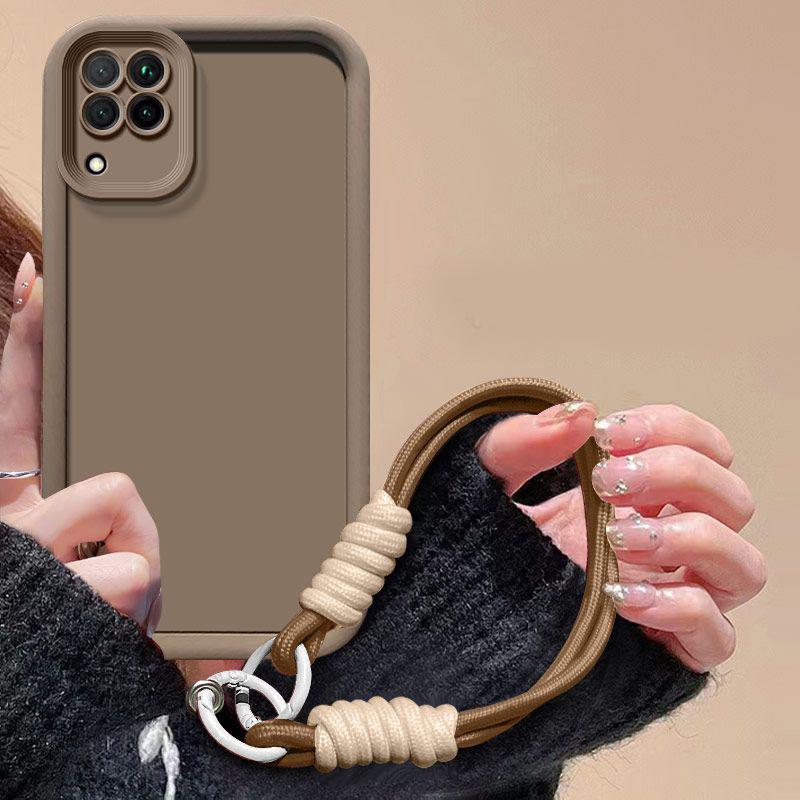 For Huawei Nova 6 SE Case Nova 7i P40 Lite 4G Phone Case Weaving lanyard Matte Back Cover Skin Feel Protection Shockproof case