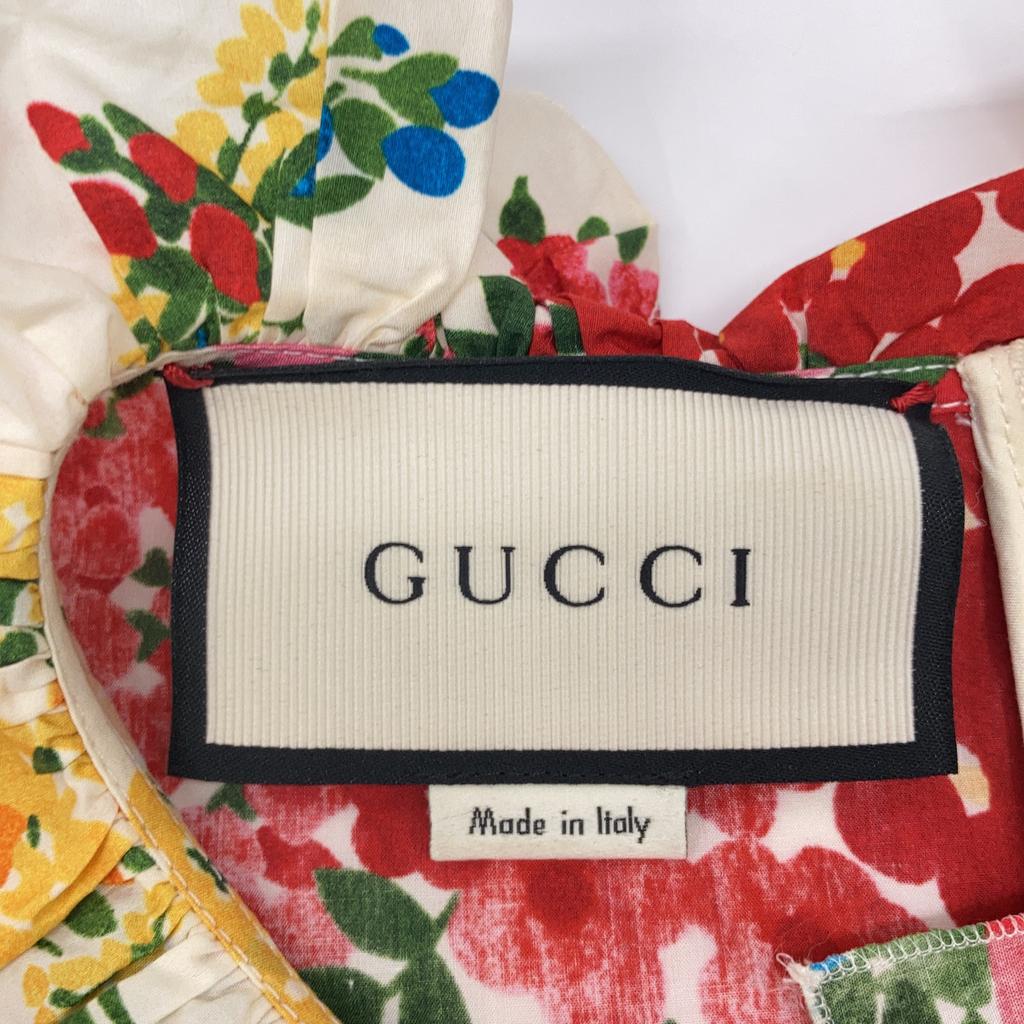 GUCCI 453982 16 Ivory Flower Print Pearl Button Shirt Dress dress 38 multicolorUsed