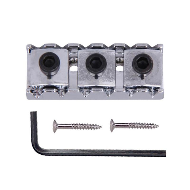 Guitar Lock Nut Electric Guitar Metal String Locking Nut with Mounting Screws and Wrench for Tremolo Bridge Lock System