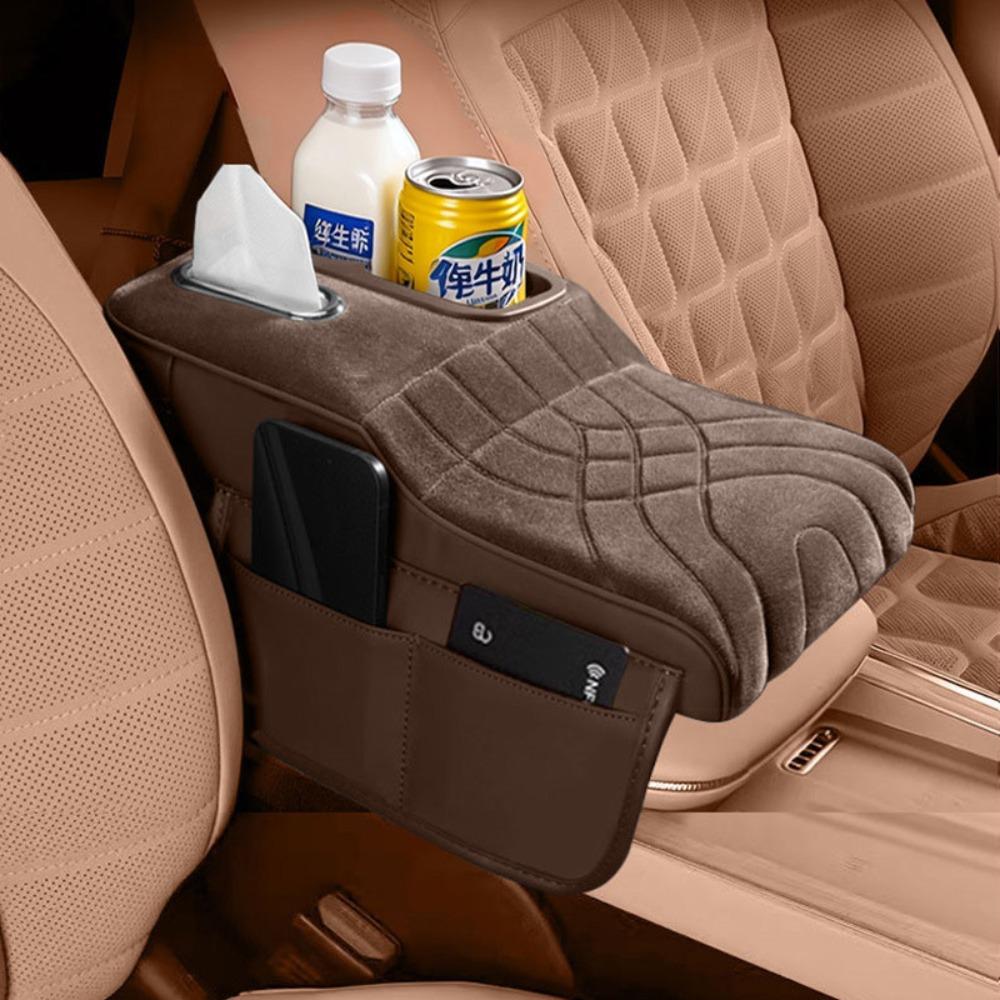 Tissue Box Car Armrest Box Velvet Surface Armrest Height Increase Pad  Console Organizer
