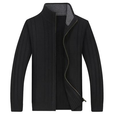 Autumn Winter Men Thicken Knit Cardigan Men Soild Color Zipper Knitted Sweatercoat Male Silm Warm Sweater Casual Knitwear