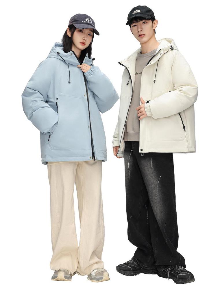 Men's 2025 Stylish Solid Color Hooded Windproof Down Jacket