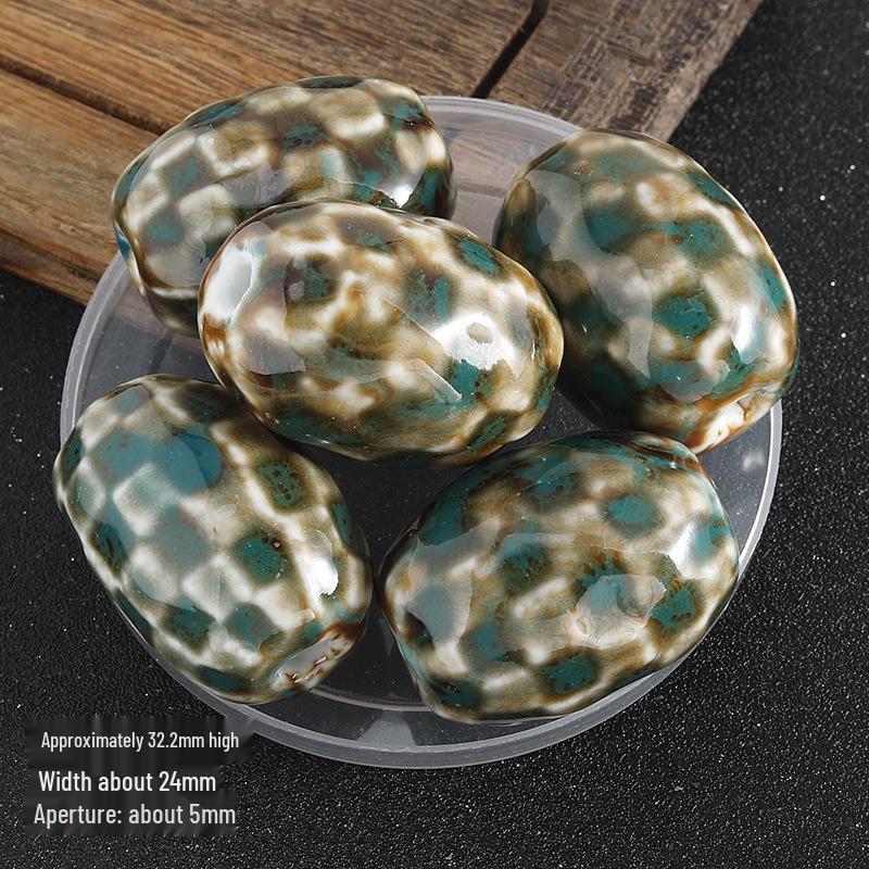 Ceramic Hammer Pendant Necklace with Large Hole Beads - Handmade DIY Jewelry Accessory.