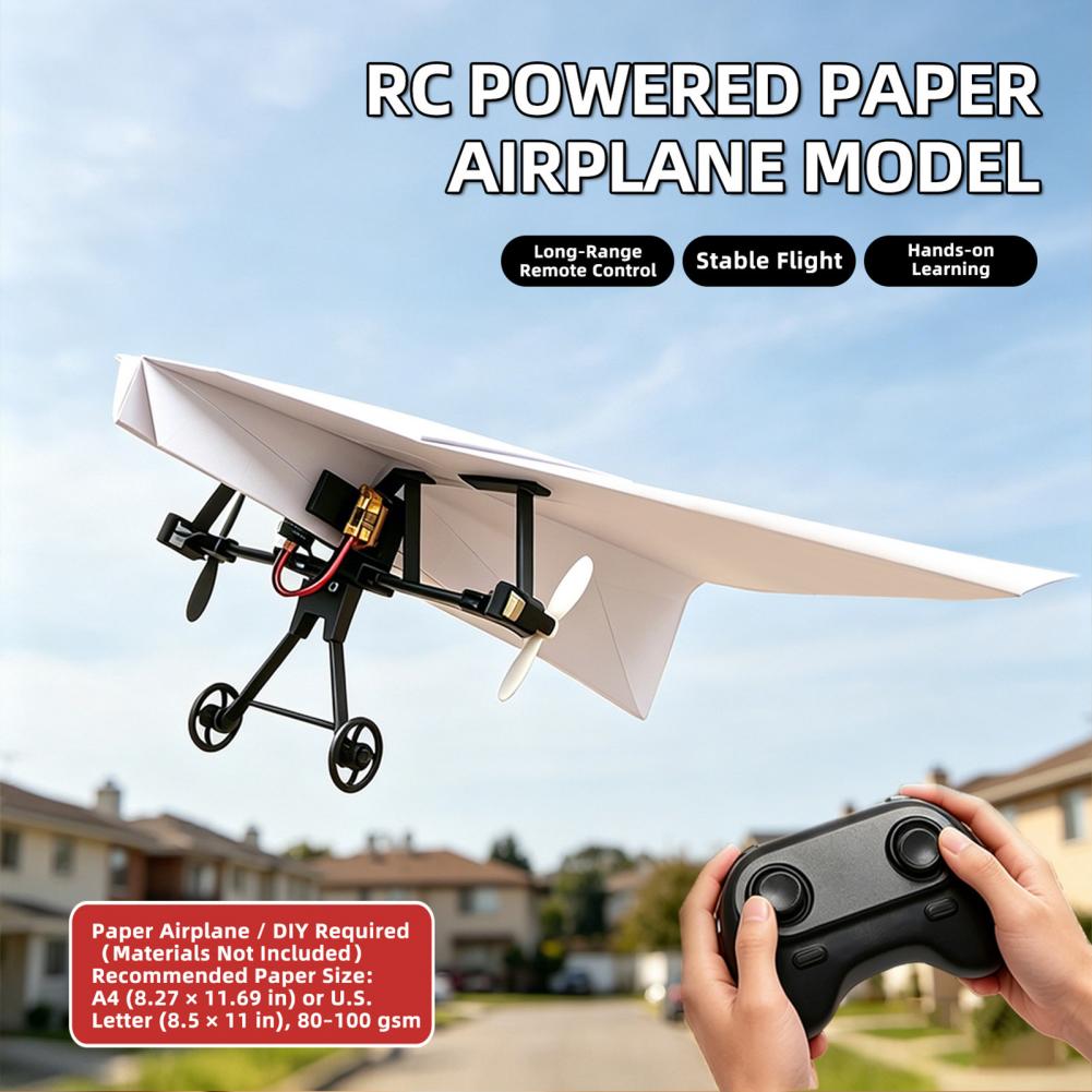 Remote Control Paper Airplane Kit with Gyro Stabilizer DIY Electric RC Plane Power Module Paper Aircraft Transmitter Component