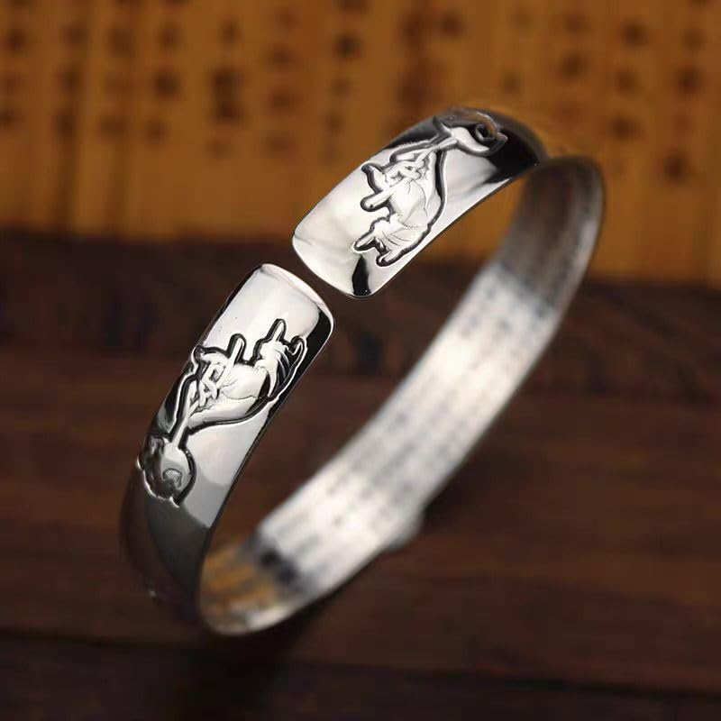Armbånd for Mantra Hjerte Pixiu Kobber Beskyttelse fra God Guddommelig Mote Gave Kvinner, Sølv, Armbånd, Sutra, Amulett, Buddhisme, Gravert, Armbånd,