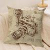 Retro Sketch Cushion Cover Silky Short Plush DoubleSided Printed Pillow Case for Sofa All Seasons Home Decor Gift