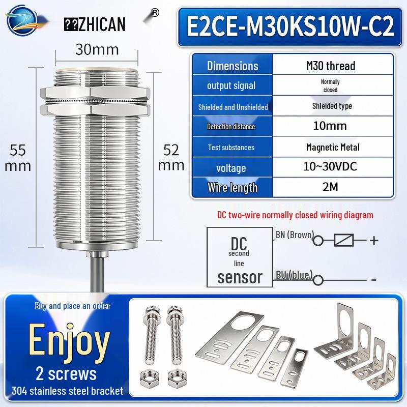Sensor de Proximidade Indutivo à Prova d'Água, Dois Fios, M8/M12/M18/M30, NPN NA/PNP NF