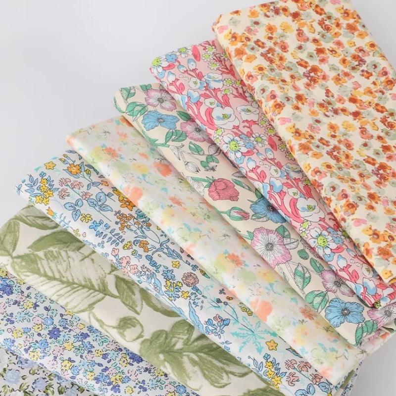 Wide 145cm Pastoral Flower Summer Poplin Cotton Fabric for DIY Children's Clothing Cloth Making Bedding Quilt Decoration Home