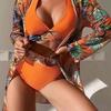 Bikini Mesh Split Three-piece Swimsuit Women's Summer Sunscreen Blouse Swimsuit Quick-drying