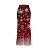 Bequeme Pyjamahose für Damen mit Weihnachtsdruck und weitem Bein und Kordelzug