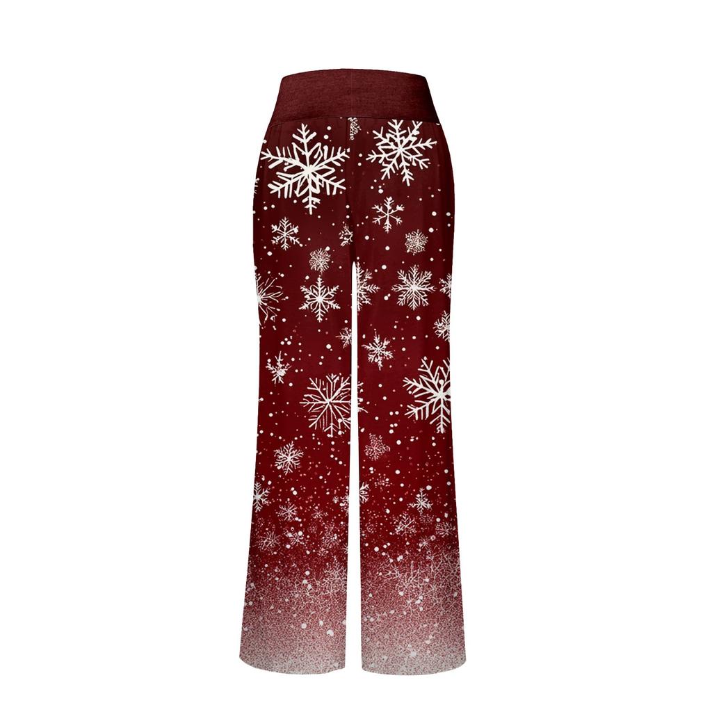 Women's Comfortable Pajama Pants Pants Christmas Print Drawstring Wide Leg Pants