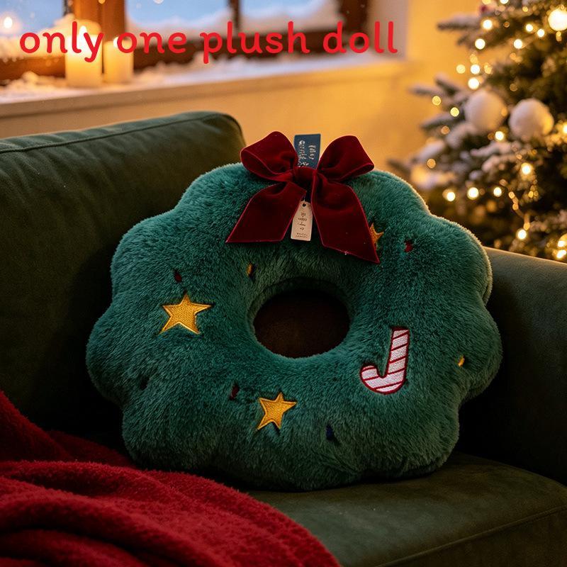 Christmas Plush Pillow With Santa Tree Candy Ring For Holiday Home Decor