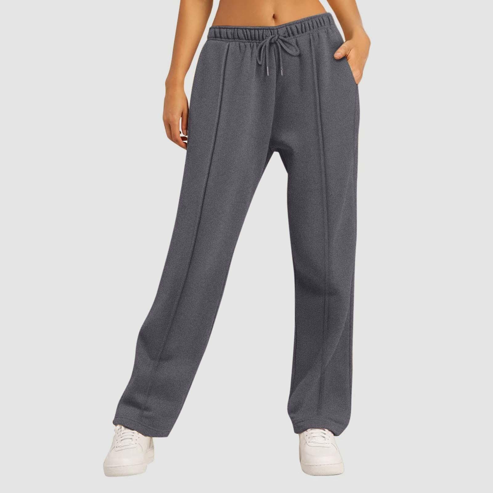Women s Casual High Waist Drawstring Straight Leg Sweatpants Comfortable Lounge Wear for Everyday Use XL