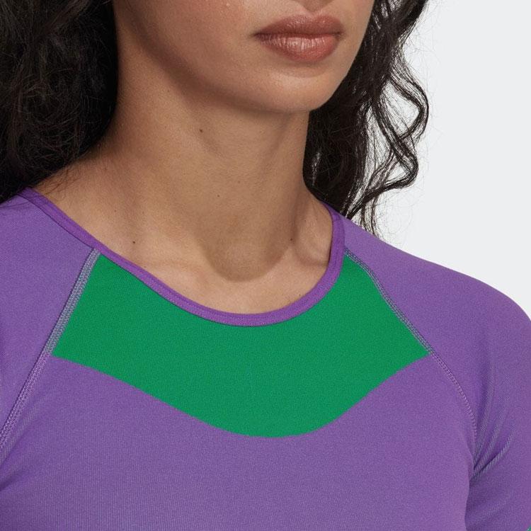 Adidas X Stella McCartney Collaboration Patchwork Fitted Long Sleeve T-Shirt Women Tops Multicolor HN2881