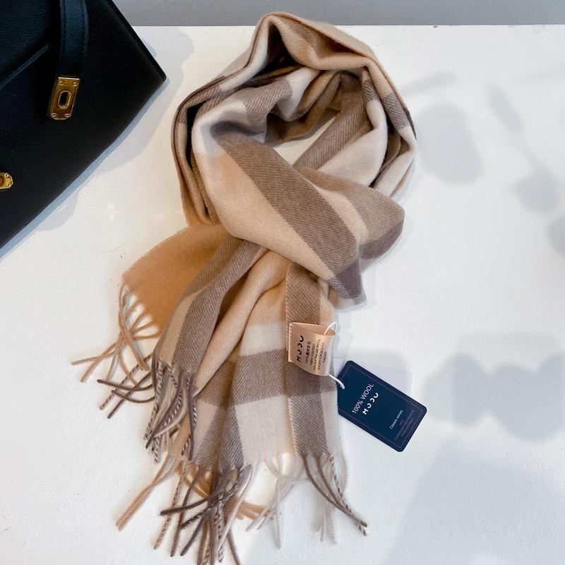 Heavy treasures ool simple and versatile plaid wool scarf female couple narrow version long men's scarf