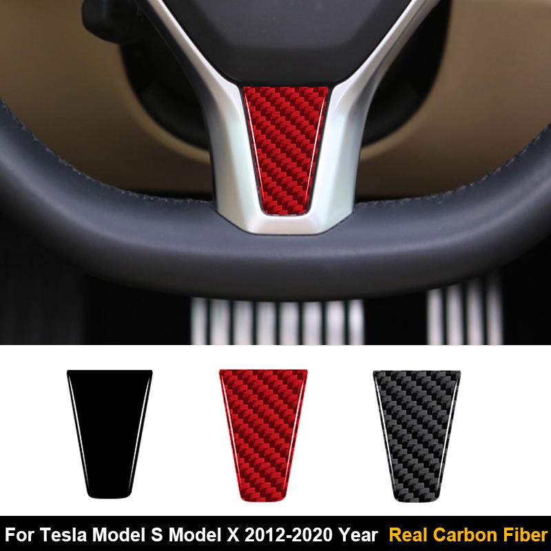 Real Carbon Fiber For Tesla Model S Model X 2012-2020 Car Steering Wheel Cover Decoration Sticker Car Accessories