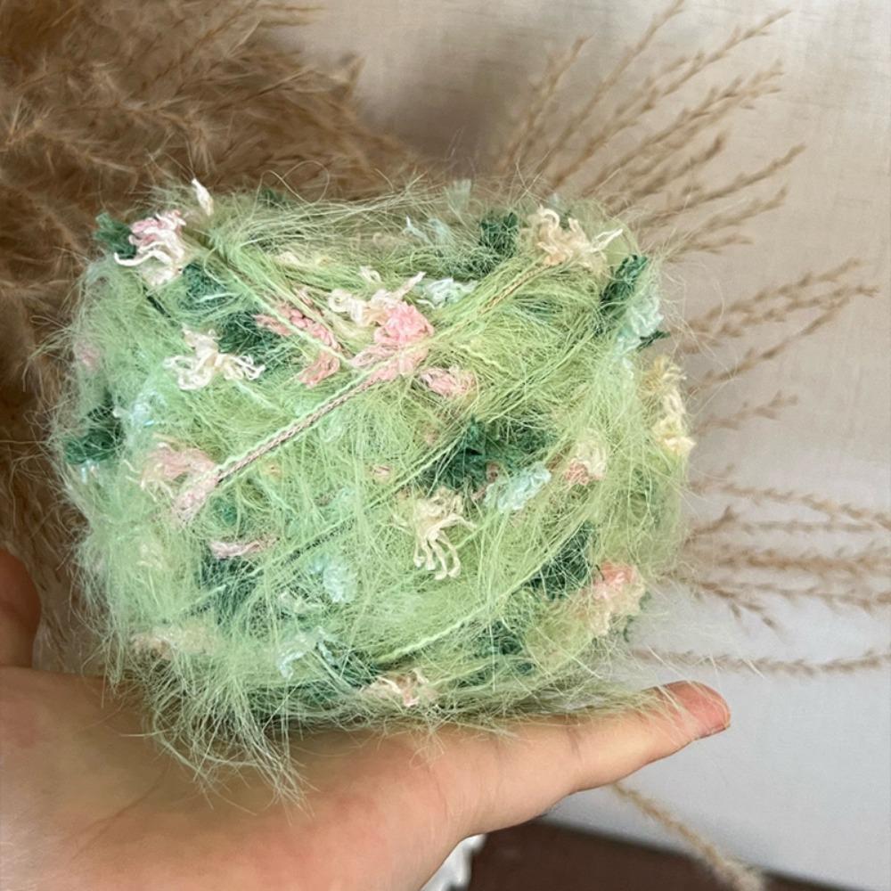 

New 100g Flowers Fancy Yarn Colorful Mixed Blended Yarn Handmade Crochet Woven Thread Handbag Crafts зелёный