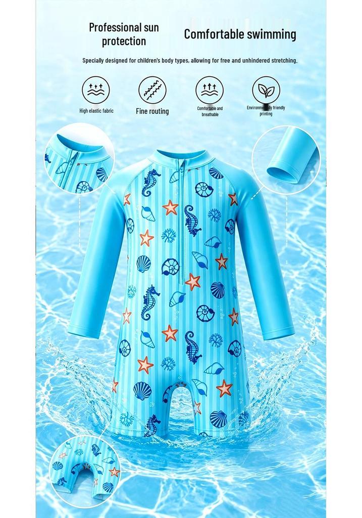 Two-Piece Long-Sleeve Sun Protection Swimsuit for Toddlers, Babies, and Kids