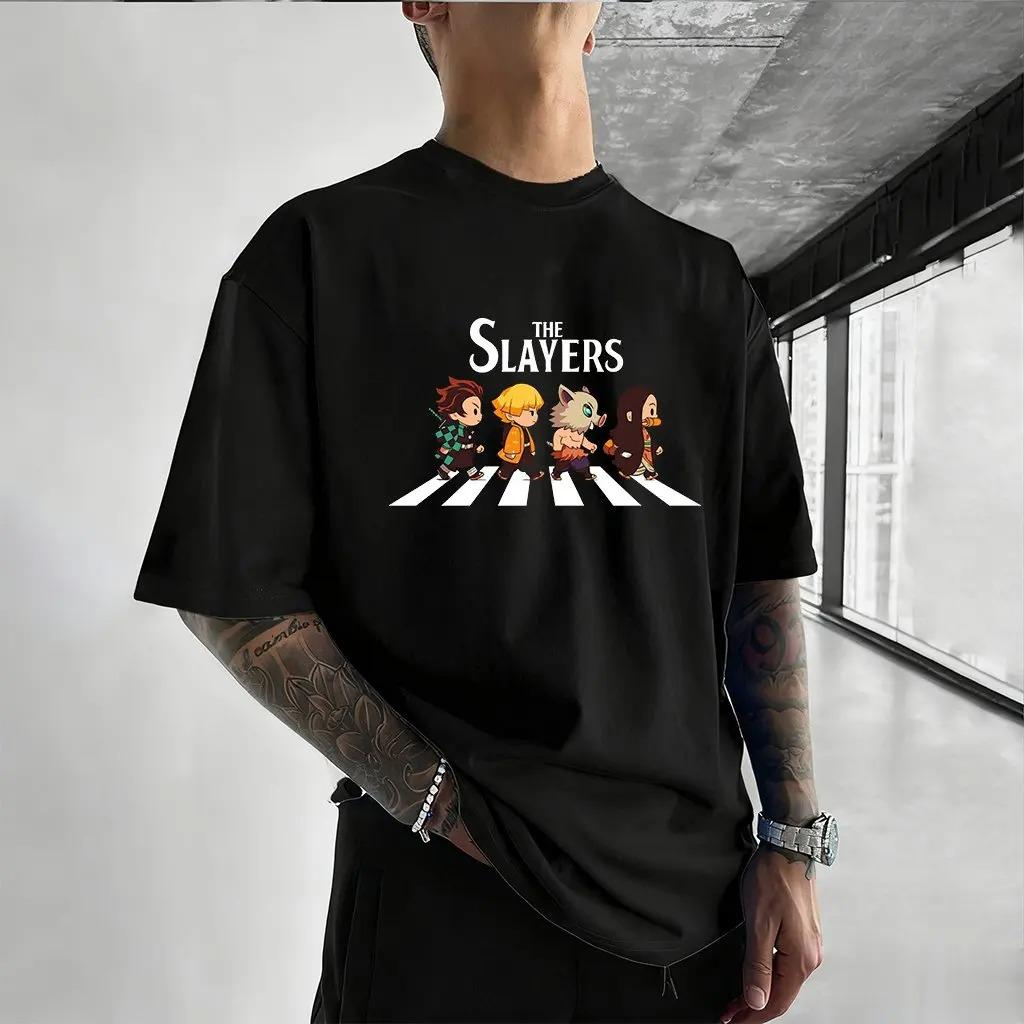 Demon Slayer Anime Grafik T-Shirt Herren Damen Vintage Baumwolle Streetwear Tee 2026 Sommer Kurzarm Oberteile Lässig Japanischer Cartoon