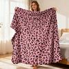 Ultra-Soft Pink Leopard Print Flannel Blanket Cozy Warm Throw for Sofa Stylish Animal Pattern Fleece Blanket for All Seasons