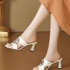 Temperament half slippers women's 2025 new summer wear thick heel high heel open toe sandals women's one-character fashion sandals