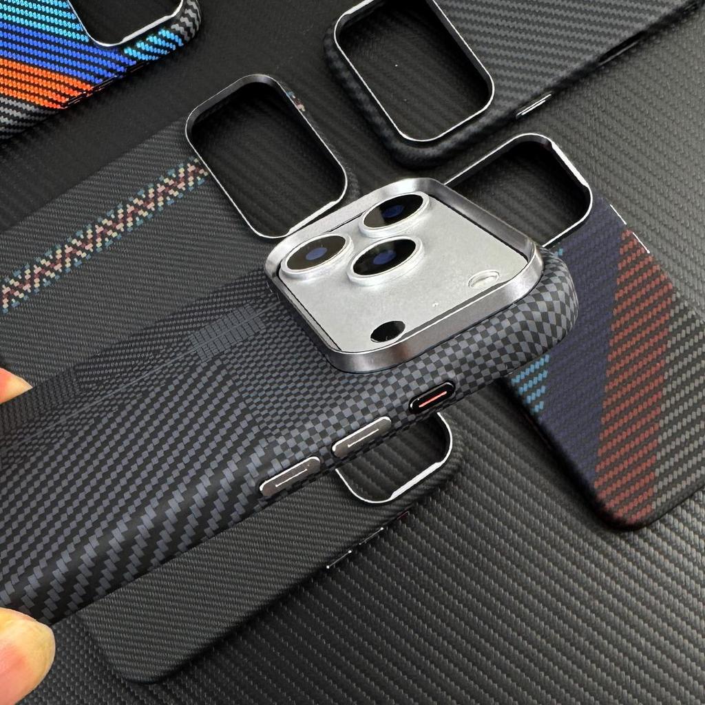 iPhone 17 Pro Max Kevlar Magnetic Case, Skin-Feel Hard Shell Protective Cover for Apple 16PM