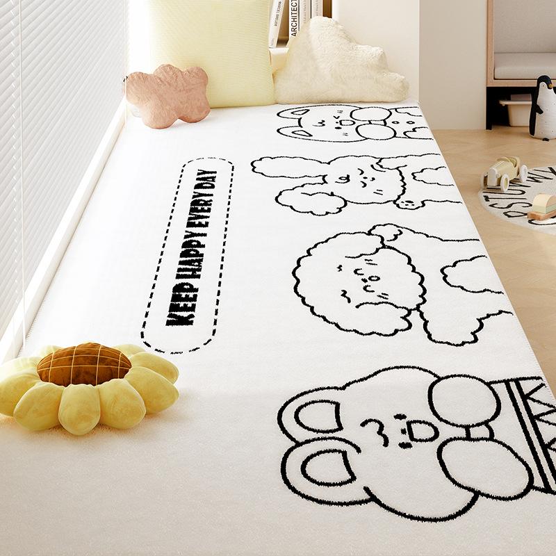 2024 Cartoon Velvet Bay Window Mat: Waterproof, Dirt-Resistant, Four-Season Use