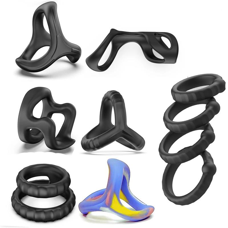 Penis Ring Silicone Cock Rings Delay Ejaculation Scrotal Binding Ball Stretcher Erection Enhancing Lock Cockring Sex Toy for Men