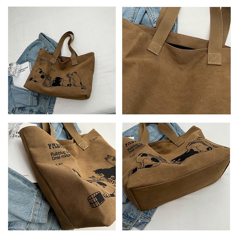 Dames Canvas Tote Bag Moteabel Romslig Slitesterk Skulderveske med Glidelåslukking og Klassisk Design Perfekt for Jobb