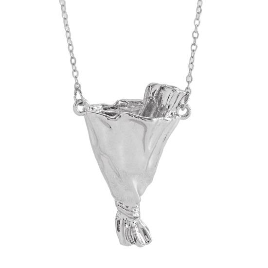 

DIY Bouquet Necklace Ladies Flower Holder Necklace Elegant Bouquet Necklace Insert Preserved Dried Flowers Gift for Women Flowers Not Included серебряный