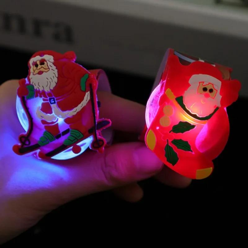 Christmas Glowing Snap Bracelet Father Christmas Sparkling Wristband Santa Claus Luminous Clap Bracelets Festival Carnival Prop