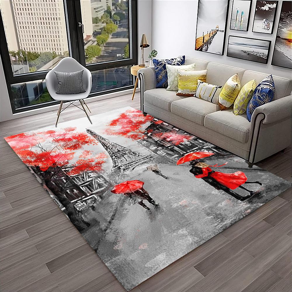 Francie Paříž Eiffelova věž Retro Koberec Kobereček pro Domov Obývací pokoj Ložnice Pohovka Rohožka Dekorace, Koberec do Dětského Hracího Koutku Protiskluzová Podlahová Rohož