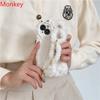 Cute Korean Fur Wrist Chain Silicone Case For iPhone 17 16 Pro Max 15Plus 14 13 12 11 Winter Furry Fluffy Plush Wrist Band Cover