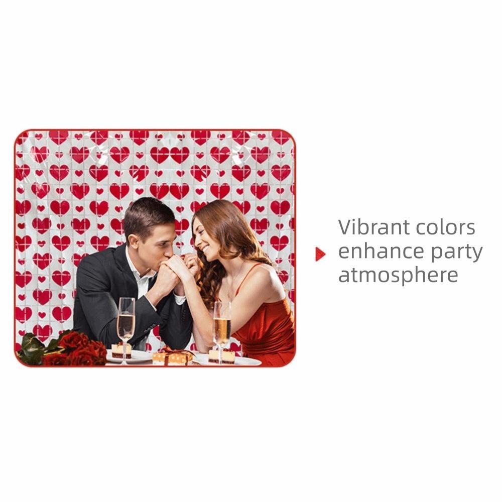 Heart Pattern Love Rain Curtain Foldable Hanging Valentine's Day Party Backdrop Widely Application Easy To Install