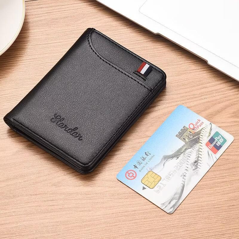

Ultra-Thin Men s Vertical Wallet: Leather Mini Coin Purse & Anti-Demagnetization Card Holder чорний