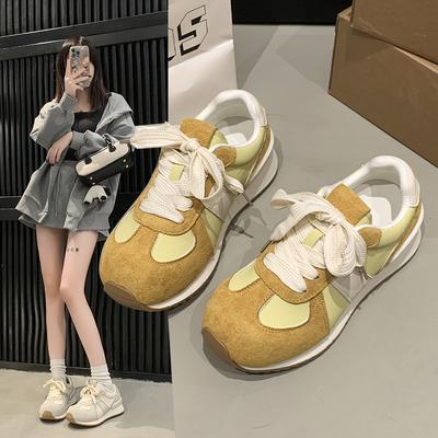 Mode 2024 Neue Frühjahrs- und Herbst-Sneaker mit dicker Sohle, leicht, für Damen, All-Match, Beliebte Retro-Sport-Freizeitschuhe, Heißer Verkauf