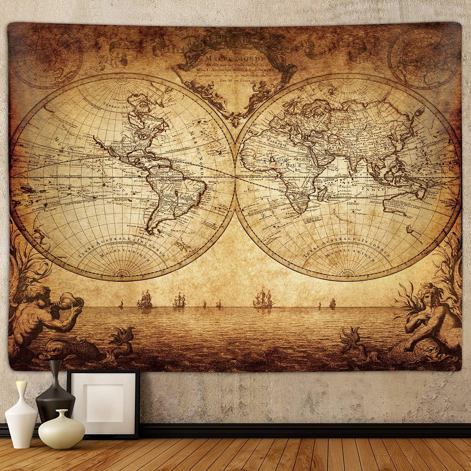 Tapestry old world map 75x100