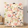 Fflannel Blanket 1pc Cute Pigs with Flowers Soft Comfortable and Warm This Nap Blanket/sofa Blanket Is Suitable for All Seasons an